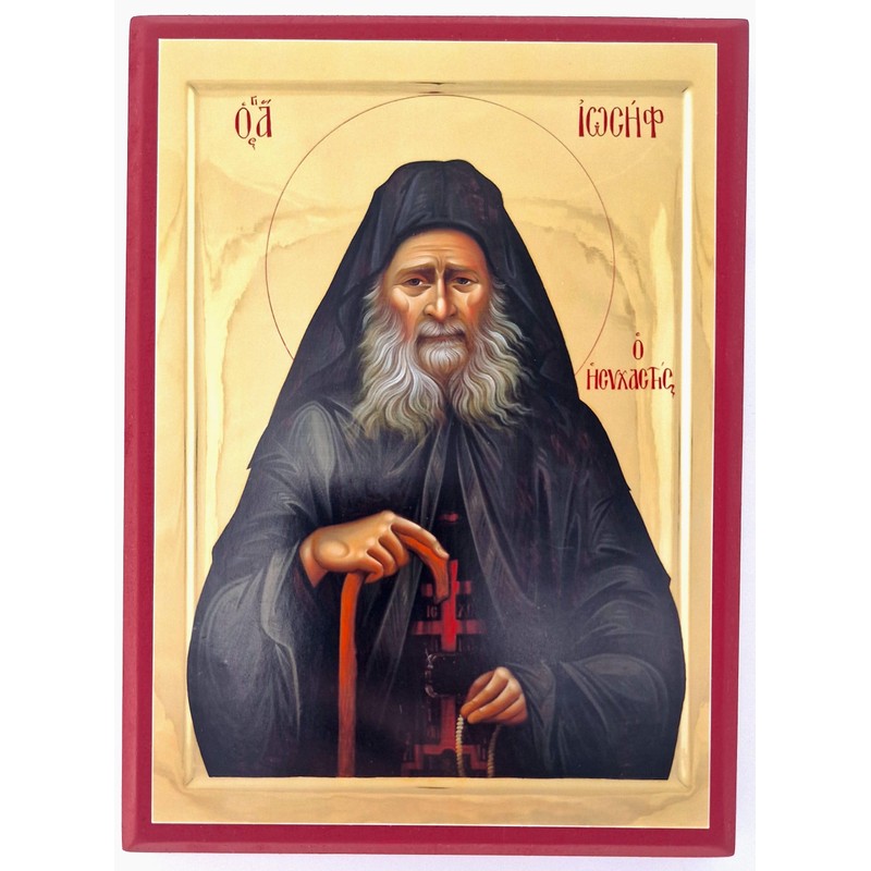 Wooden Byzantine Orthodox Christian Icon Saint Joseph the Hesychast (4.5"