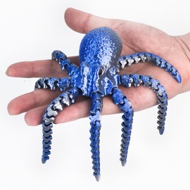 3D Printed Octopus,3D Printed Animals Fidget Toys, Decor for Stress Relief,Desk Fidget Spinner Toys (Silvery Blue)