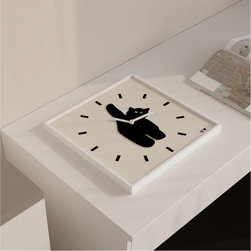 Wall Clock Innovative Nordic Style Cute Cat Pattern Silent Prevents