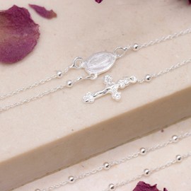 Tuscany Silver Women's Sterling Silver Rosary Necklace of 66cm/26"