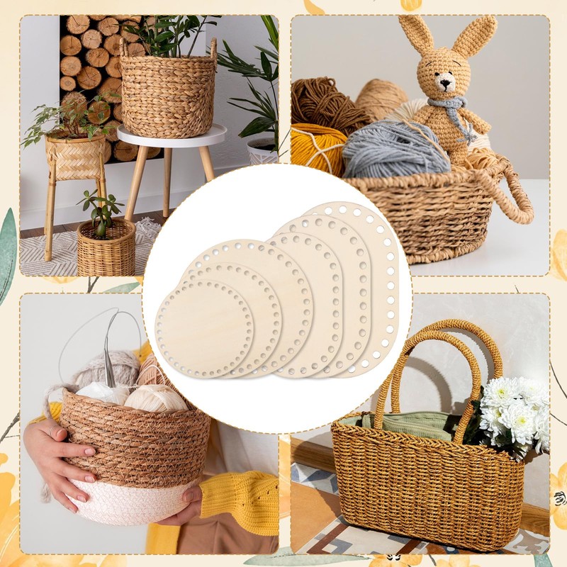 Qiimenguer Pack of 6 Basket Base for Crocheting, Solid and