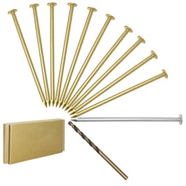 Hardware Nail Assortment Kit,12 Pcs 3.5 Inch Long Come with Steel Nails Drill Nails,Flat Head Nails Hardware (90mm), Brass Plated Gold, Long Nails for Wood/Frame/Plaster & Drywall/Carpentry/Decor
