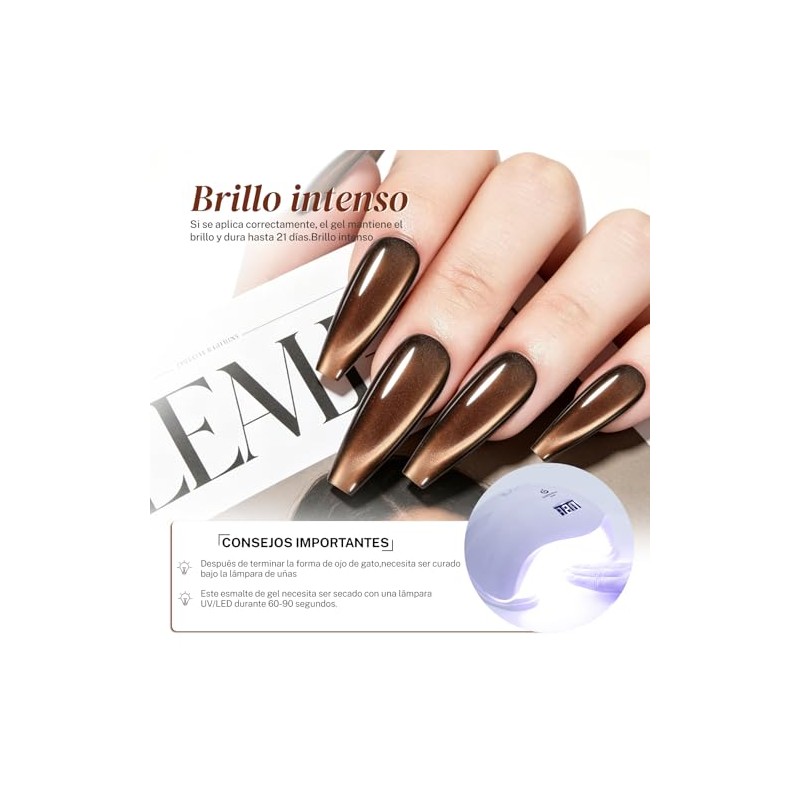 CHERIMOYA Esmalte de Uñas de Gel Ojos de Dorado Marrón