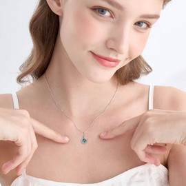 CUPENDA Horseshoe Necklace 925 Sterling Silver Green Four Leaf Clover Horseshoe Pendant Necklace Horse Shoes Jewelry Gifts for Women