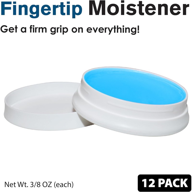 Nadex 12 Pack Fingertip Moistener Pads, Blue - Non-Slip Counting