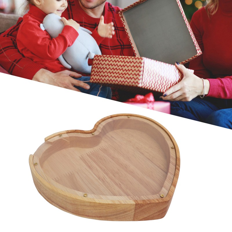 Heart Shaped Storage Box Transparent Acrylic Panel Wooden Display Case