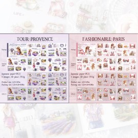 Arpaper 20 Sheets Scrapbooking Aesthetic Stickers Landscape Scrapbook Sticker Accessory Set for Journaling, Diary, Scrapbooking, Photo Album, Bullet Journal Accessories (On the Go in Paris Provence)