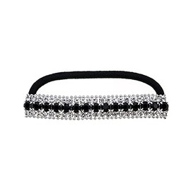 FXQHAN Ponytail Holder Stretchy Elastic Hair Tie Sparkling Crystal Rhinestone Hair Band Headband Hair Accessories for Women (Silver Tone Black)