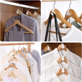 Ahysuet Pack of 70 Space-saving Clothes Hangers, Connecting Hooks, Hanger Hooks for More Usable Space in the Cupboard (White)