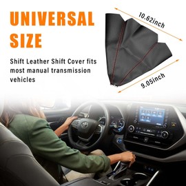 Car Shift Knob Shifter Boot Dust Cover, Auto Shifter Boot Retainer Stick Shift Sleeve Gear Gaiter Cover, Universal Vehicle Gear Shift Cover for Most Manual/Automatic Cars (Red)