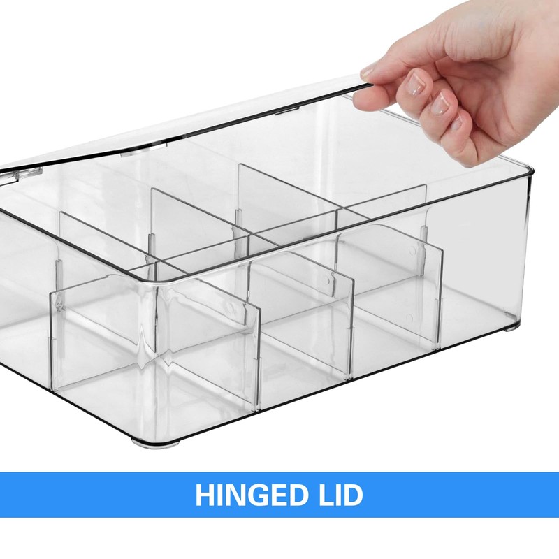 DearCal Tea Storage Boxes- Plastic Transparent Tea box with 8