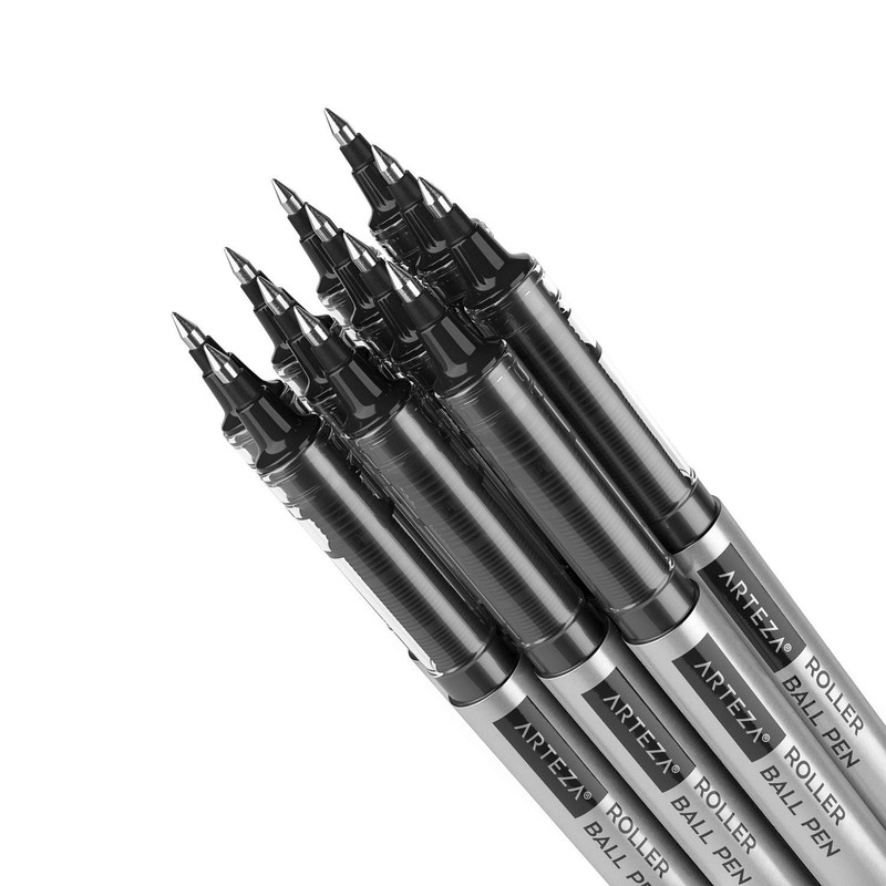 ARTEZA Rollerball Pens, Pack of 40, 0.7mm Black Liquid Ink