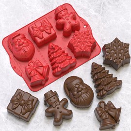 3D Christmas Silicone Molds, Large Size Xmas Baking Mold with Scraper for Cakes, Handmade Soap, Chocolate, Jello, Candy and Candles