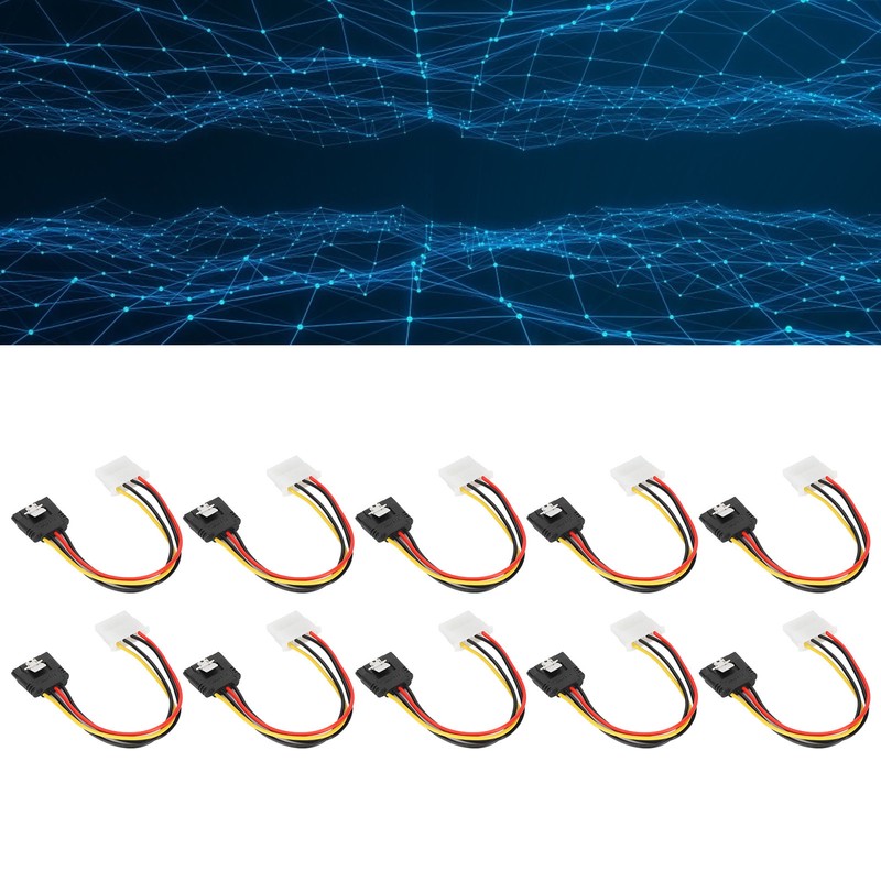 10 Pcs SATA Cables Big 4Pin to 15Pin IDESATA Power
