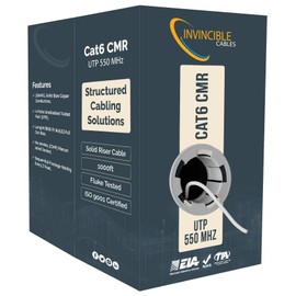 Cat6 Riser (CMR) 1000ft Cable | 100% Solid Copper, 550 MHz, 23AWG, 4 Pair, UTP | Fluke DSX-8000 Tested up to 100m | PoE, PoE+ & PoE++ Compatible | Industry’s Most Accredited Cable (White)