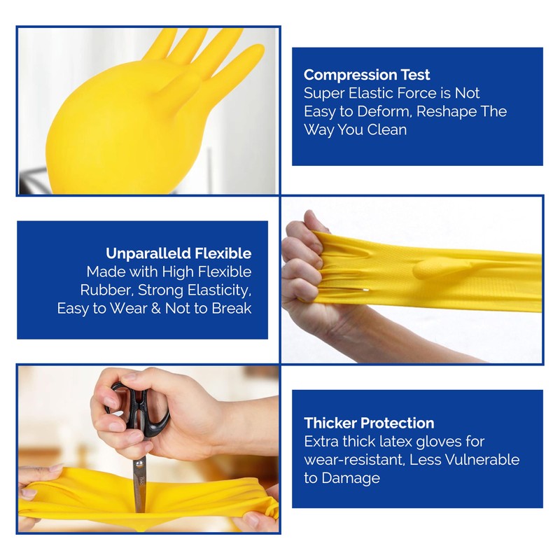 HOMESHOPA Household Rubber Gloves, 1 Pair Yellow Extra Thick Cleaning