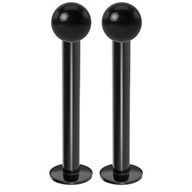 2pc 16mm Labret Bar Studs Lip Ring Monroe Tragus Snake Spider Bites Forward Helix Cartilage Dahlia Conch Black Dental-Grade Acrylic 4mm Ball Piercing - 12mm