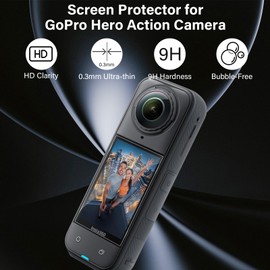 Haofun Pack of 4 Screen Protectors for Insta360 X5 / Insta360 X4, Flexible TPU Film, Scratch-Resistant, Bubble-Free, Easy Installation, Scratch Cards for Removing Bubbles (Transparent)