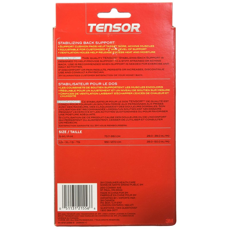 Tensor Back stabilizing Support, 209655-C, Grey, Large/X-Large, 1 Per Pack