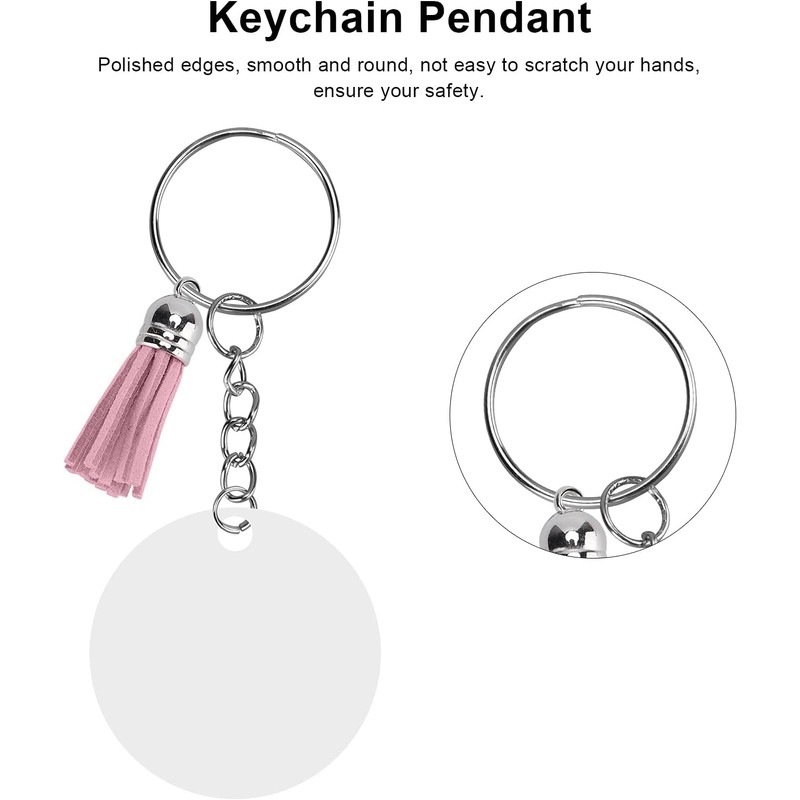 30 Set Acrylic Keychain Blanks Kit, Circles Key Chain Making