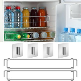 Yaocom 2 Pcs Rv Refrigerator Bars 12.44"-22.63" Adjustable Stainless Steel RV Fridge Tension Rods Refrigerator Accessories Extendable Food and Drink Stabilizers Prevent Messy Spills During Travel