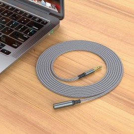 MCSPER MCSPER Headphone Extension Cable, [2-Pack, 6.6ft Hi-Fi ] 3.5mm Extension AudioMale to Female Aux Adapter Hi-Fi Sound Stereo Extender Cord for Headset, iPhone, iPad, Smartphones, Tablets & More (Grey)