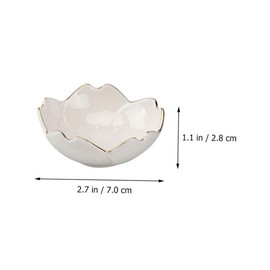 GRIRIW Cherry Blossom Petal Plate 6pc Set of Ceramic Sauce Dishes for Dipping Seasoning and Condiments