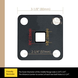 Rockwill Heavy Duty Steel Fence Base Flange Kit for 1 Inch Square Posts Complete Set with 1 Base, 1 Interlocking Cover, 4 Anchor Bolts, 4 Tapping Screws on Deck Garden Farm (1", 1-Pack)
