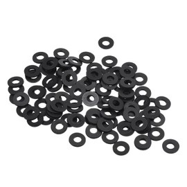 PATIKIL M4 Nylon Flat Washers 100-Pack 4mm Inner Diameter 9mm Outer Diameter 1mm Thickness Seal Spacer Gasket Ring for Faucet Pipe Water Hose Fastener Bolts Black