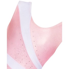 Gogokids Girls Three-Piece Gymnastics Set with Shorts, Kids Gymnastics Sleeveless Leotard with Gem Stones, Girls' Sparkling Gymnastics Outfit with Color Block Design Athletic Dancewear for Ages 9-10