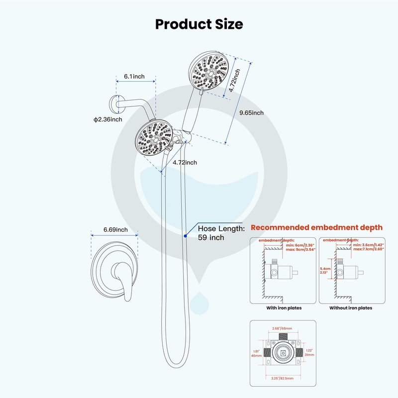 gotonovo Dual 2 in 1 Shower Head Kit High Pressure