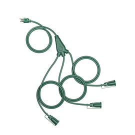 DEWENWILS Christmas Outdoor Extension Cord 1 to 3 Splitter, Total 12FT, 13A 125V 1625W 16/3C SJTW Extension Cord Outdoor, Heavy Duty Extension Cord for Holiday Decorations, Outdoor Light, ETL