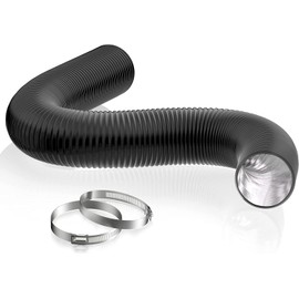 HG POWER 6 Inch Dryer Vent Hose, 16 Feet Long Flexible PVC Hose, Three Layer Noise Reducer Hose Aluminum Ducting for Heating Cooling Ventilation AC Exhaust Black