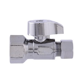 Eastman 3/8 Inch FIP x 3/8 Inch OD Compression Quarter Turn Straight Stop Valve, Brass Plumbing Fitting, Chrome, 10754LF