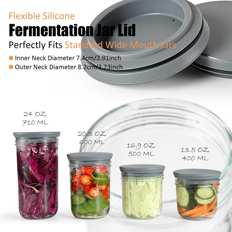 Silicone Fermenting Lids for Wide Mouth Mason Jars Airlock Fermentation