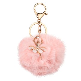 Pink Fur Ball Keychain Ballet Keychain for Girls Women Ballerina Dancer Keychain Dance Keychains for Women Gift for Ballet Dancer Ballet Lovers Birthday Christmas Gifts for Daughter Sister