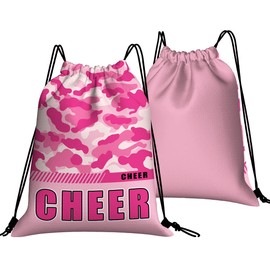 Givotin Drawstring Backpack Waterproof Gym Drawstring Bags Sports String Bag Camo Sackpack-Pink Cheer Drawstring Bag