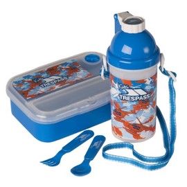 Trespass Rumbletum, Helicopter Print, Lunchbox Set (Water Bottle, Cutlery Compartment, Fork & Spoon), Multicolour