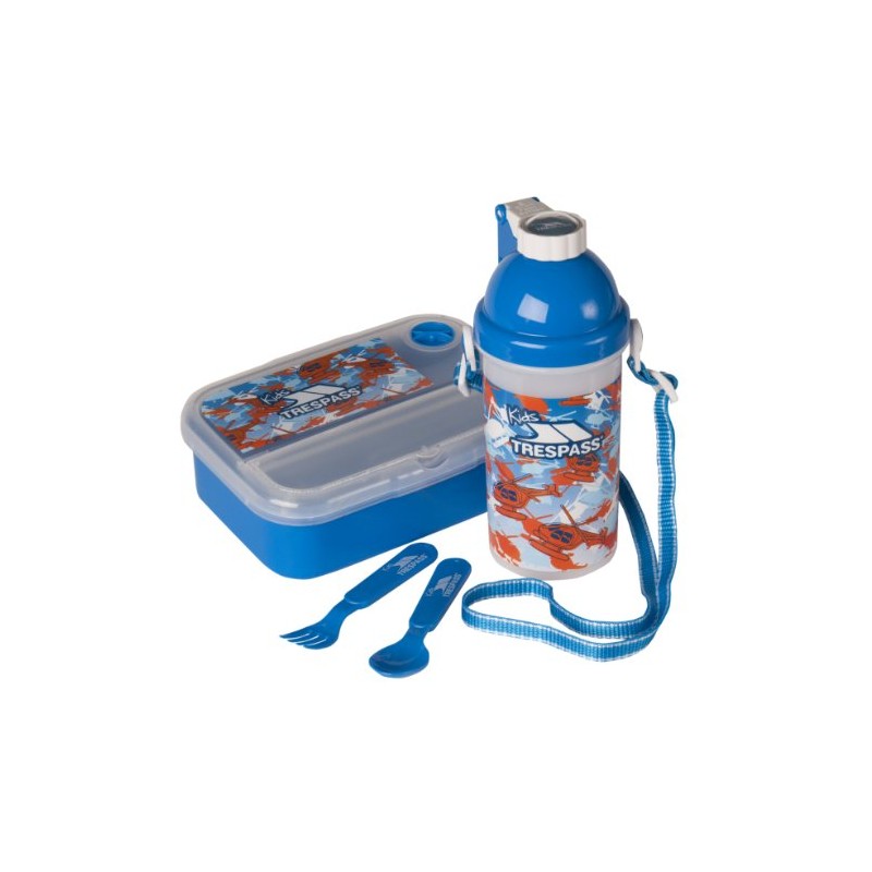 Trespass Rumbletum, Helicopter Print, Lunchbox Set (Water Bottle, Cutlery Compartment,
