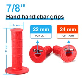 Chiallco 7/8" Motorcycle Hand Grips Dirt Bike Grips for CRF YZF WRF KXF KLX Pit-Bike, Soft Rubber Hand Handlebar Grip, Red
