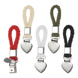 PATIKIL 5 Pcs Hanging Tea Towel Clips, 1.2" Width Braided Cotton Loop Towel Clip with Silver Metal Clamp for Kitchen Bathroom RVs Camping Hanging Organize Tool, Multicolor