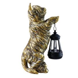 Antique Bronze Kitten Lantern Holder Statue, Cute Cat Figurine with Black Hanging Lamp for Desk or Shelf Decor, Vintage StyleColor: As picture, Size: One Size
