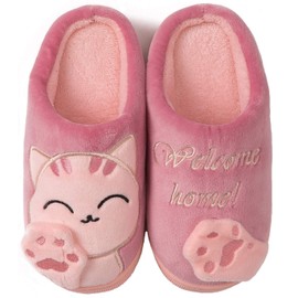 ChayChax Winter Cotton Slippers Children Men Women Warm Plush Slippers Soft Comfortable, Pink