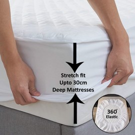 Cotton Comfort Bedding Waterproof Mattress Protector Double 4-Layer Quilted Double Mattress Protector 30cm Deep Pockets Ultra Soft Noiseless & Breathable Waterproof Mattress Cover