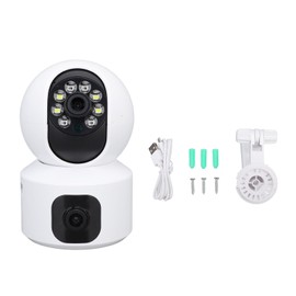 2.4G WIFI Security Camera Indoor Dual Lens 360 Degree PTZ Security Camera with Full Color Night Vision Motion Detection 2 Way Audio for 390EYES APP