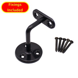 Black Handrail Brackets for Stair Bannister Handrail Wood and Steel Handrail - Pack of 4