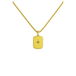 North Star Pendant Necklace for Women – Dainty Rectangular Charm Necklace – Minimalist Gold Jewelry for Everyday Wear or Elegant Gift