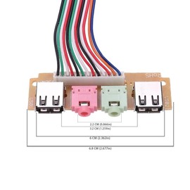 ThtRht 2 Pack USB + Audio Front Panel Interface Port PC Computer Chassis Case Desktop Extension Cable 9-Pin Connector for 3.5mm Earphone Microphone USB Female Plug Mic Input Output Headset Motherboard