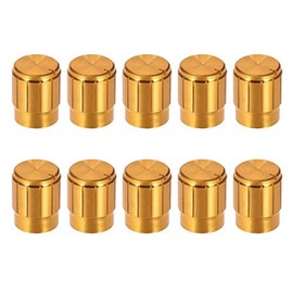 uxcell 10pcs Potentiometer Knob Cover Cap Gold Tone Aluminum 6mm Shaft Dia. Rotary Knob 13mm Dia. X 17mm Height Volume Control Knob