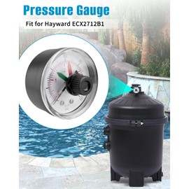 ECX2712B1 Pool Pressure Gauge Fit for Hayward DE 6020, Pool Filter DE, Sand and Cartridge Filters, ProGrid DE Filter, XStream Filters & SwimClear Filter, Boxed Pressure Gauge 0-60 PSI